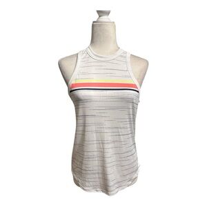 Lucky in Love White Striped High Neck Racerback Cut
Activewear Tank Top Sz L